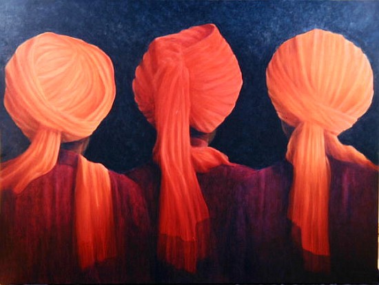 Turban Triptych, 2005 (acrylic)  von Lincoln  Seligman