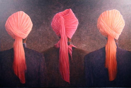 Turban Triptych (oil on canvas)  von Lincoln  Seligman