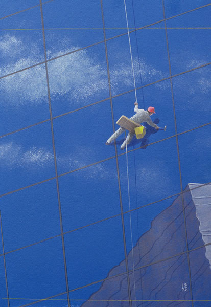 Window Cleaner, 1990 (acrylic on paper)  von Lincoln  Seligman