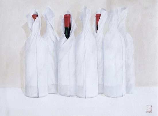 Wrapped bottles 3, 2003 (acrylic on paper)  von Lincoln  Seligman
