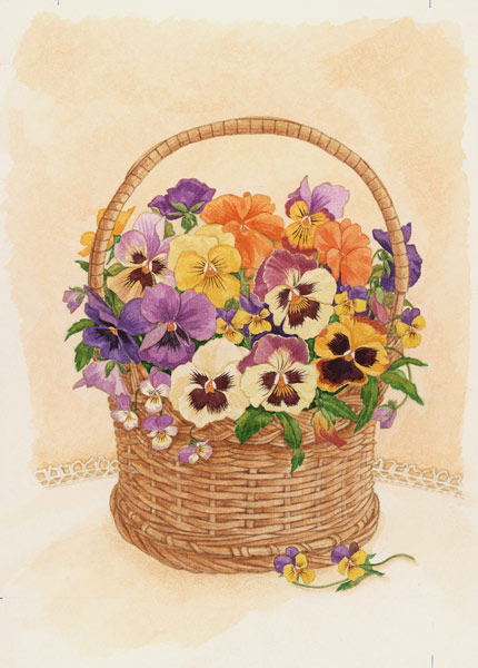 Basket of Pansies von Linda  Benton
