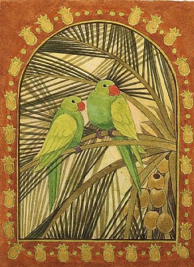 Green Parakeets von Linda  Benton