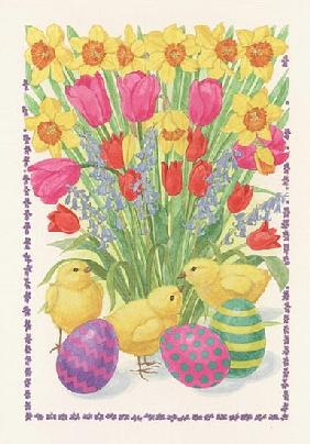 Chicks, Eggs and Flowers, 1995 (w/c on paper) 