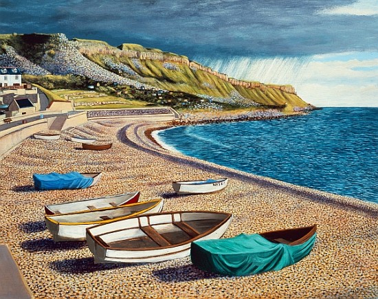 After a Storm on Chesil Beach, 2007 (oil on gessoed plywood)  von Liz  Wright