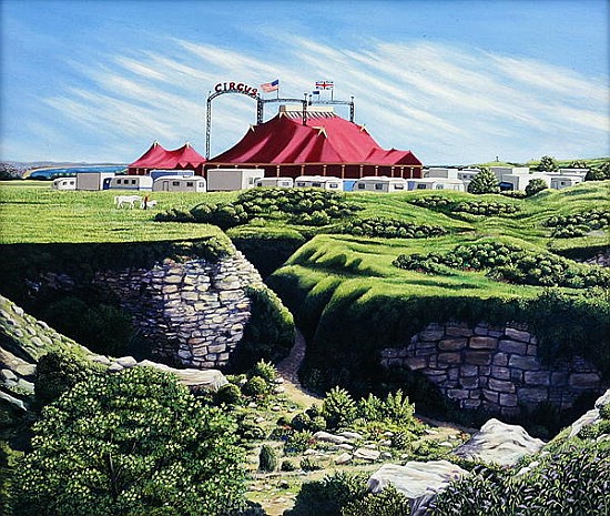 Big Top and Quarry on Portland, 2007 (oil on canvas)  von Liz  Wright