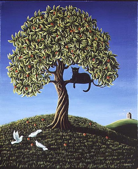 Cat in a Peach Tree, 1989  von Liz  Wright