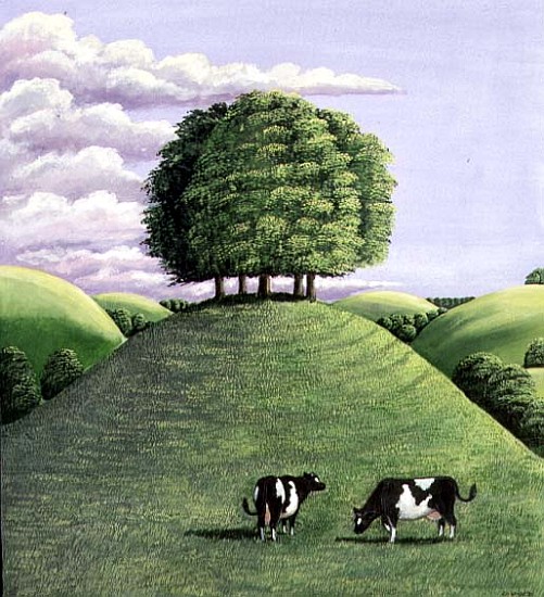Hilltop trees, 1985 (gouache)  von Liz  Wright