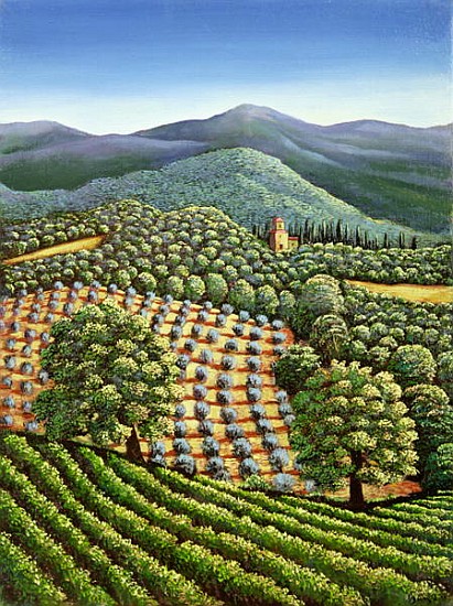 Tuscan landscape, 1990  von Liz  Wright