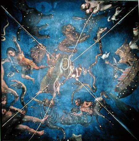 Tierkreiszeichen (Ausschnitt der Decke vom Sala dello Zodiaco) von Lorenzo Costa