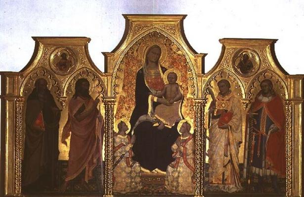 Madonna and Child with St. Anthony Abbot, St. John the Baptist, St. Lawrence and St. Julian, 1404 (t von Lorenzo di Niccolo Gerini