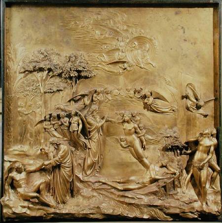 The Story of Adam, one of the original panels from the East Doors of the Baptistery von Lorenzo Ghiberti