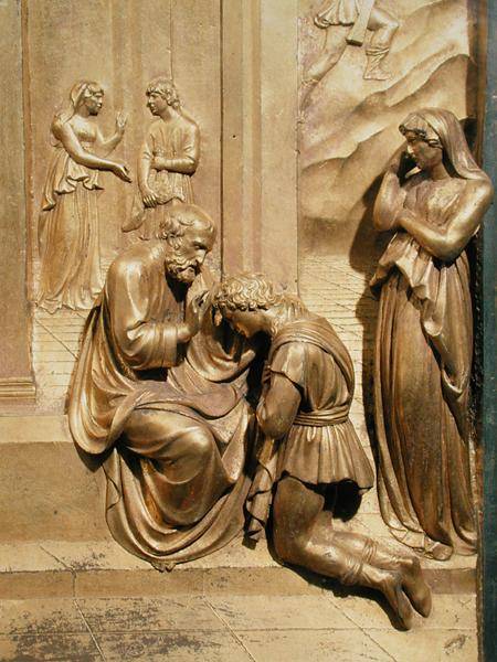 The Story of Jacob and Esau, detail of Isaac Blessing Jacob, from the original panel from the East D von Lorenzo Ghiberti