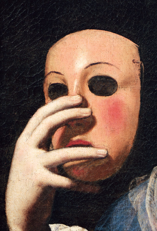 Woman with a Mask (detail of 154158) von Lorenzo Lippi