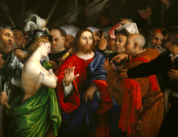 Christ and the Adulteress von Lorenzo Lotto