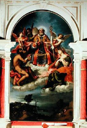 St. Nicholas in Glory with St. John the Baptist, St. Lucy and below St. George Slaying the Dragon 1529