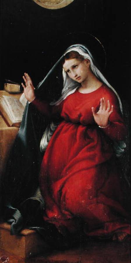 The Virgin, right hand panel from the Annunciation von Lorenzo Lotto