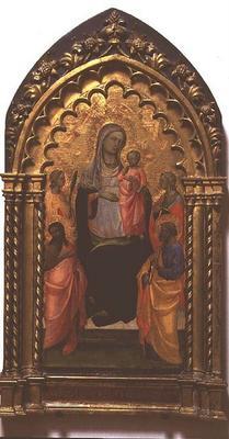 Madonna and Child with Saints (tempera on panel) 19th
