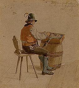 Auf dem Hackbrett spielender Bauer aus Hohenaschau. 1825