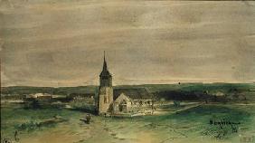 Church and Village in the Middle of a Field, Montigny 1866  &
