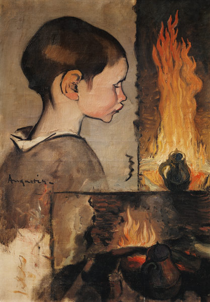 Kind und Feuerstelle von Louis Anquetin