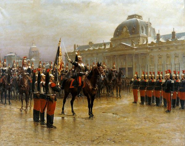 Colonel de La Rochetulon Presenting to the Recruits of the 6th Cavalry the Standard of the Regiment c.1887