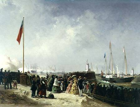 The Departure of the Steam Packet at Boulogne von Louis Bentabole