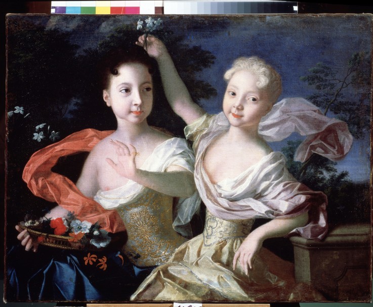Porträt Großfürstinnen Anna Petrowna (1708-1728) und Elisabeth Petrowna (1709-1761) von Louis Caravaque