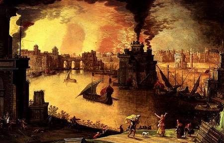 The Burning of Troy (panel) von Louis de Caullery