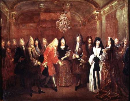 Louis XIV (1638-1715) welcomes the Elector of Saxony, Frederick Augustus II (1670-1733) to Fontaineb von Louis de Silvestre