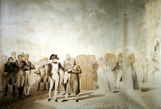 Napoleon visits the factory at Jouy-en-Josas, 20th June, 1806 (pen & sepia ink on paper) von Louis Eugene Gabriel Isabey