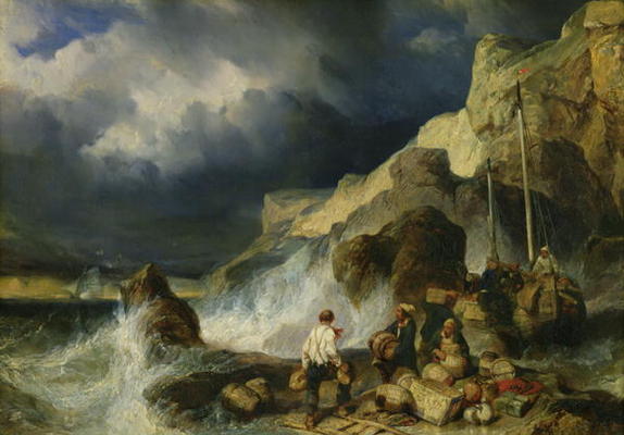 The Onslaught of the Smugglers, c.1837 (oil on canvas) von Louis Eugene Gabriel Isabey