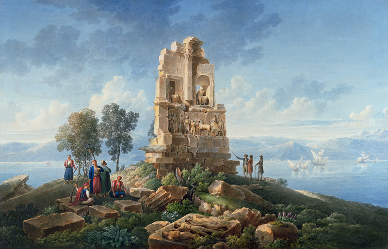 Grand Tourists at the Monument of Philopappos, Greece von Louis Francois Cassas