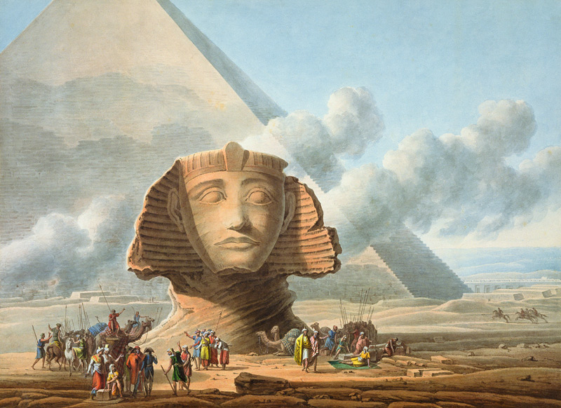 View of the Head of the Sphinx and the Pyramid of Khafre von Louis Francois Cassas