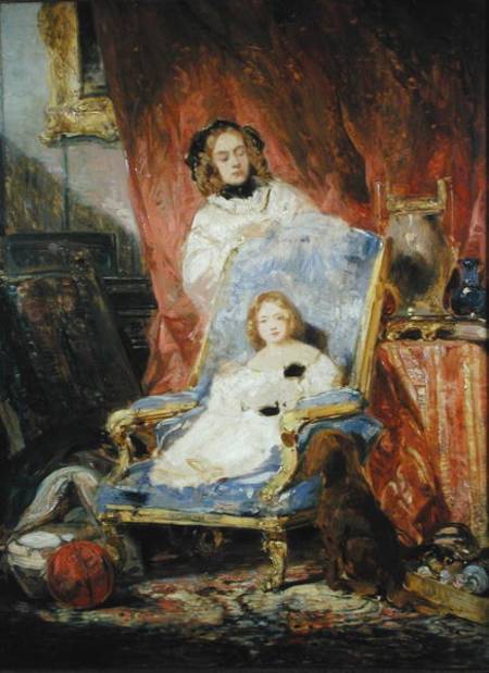 Madame Eugene Isabey and her Daughter von Louis Gabriel Eugène Isabey
