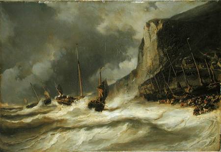 Storm on the Coast at Etretat, Normandy von Louis Gabriel Eugène Isabey