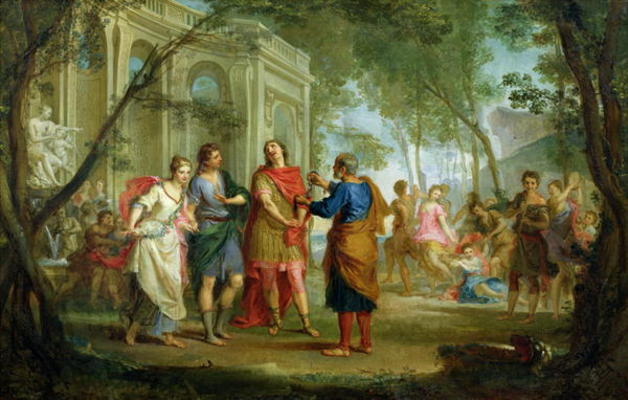 Roland Learns of the Love of Angelica and Medoro (oil on canvas) von Louis Galloche