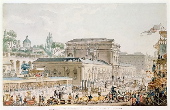 Antiquities found at Herculaneum being transported to the Naples Museum, c.1782 von Louis Jean Desprez