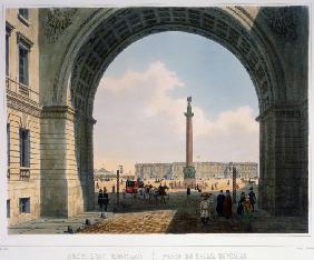 Der Palastplatz. Blick von dem Torbogen des Generalstabs aus
