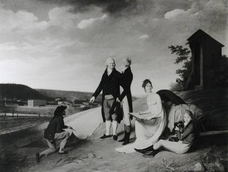 Oberkampf (1738-1815), his Two Sons and his Eldest Daughter in Front of the Jouy-en-Josas Factory von Louis-Léopold Boilly