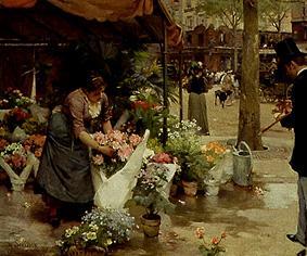 Auf dem Blumenmarkt. von Louis Marie de Schryver
