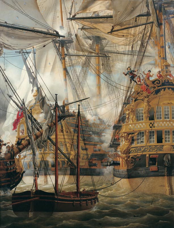 HMS Cumberland kämpft gegen Le Lys und La Gloire von Louis Philippe Crepin