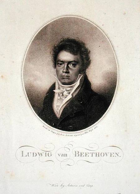 Ludwig van Beethoven (1770-1827) engraved by Blasius Hofel (1792-1963) von Louis Rene Letronne
