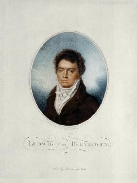 Lugwig van Beethoven (1770-1827) engraved by Blasius Hofel (1792-1863) 1814