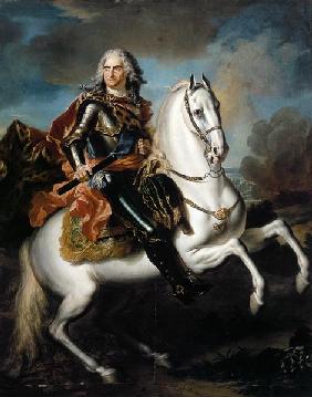 König August II. (der Starke) von Polen zu Pferde um 1718