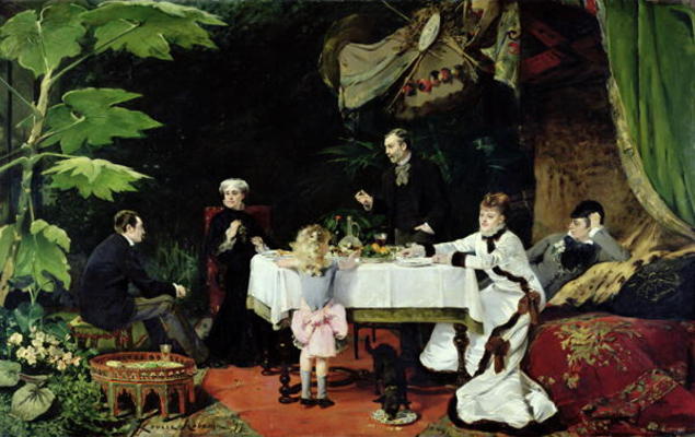 The Luncheon in the Conservatory, 1877 (oil on canvas) von Louise Abbema