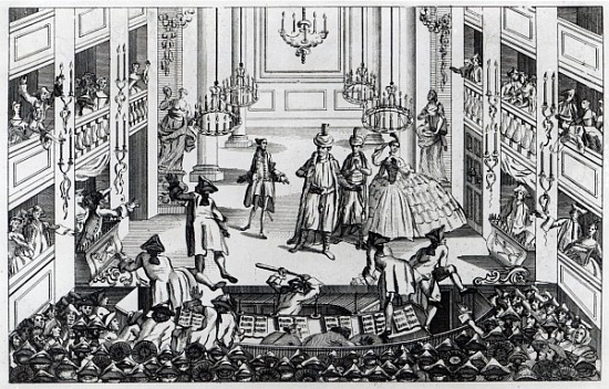 Riot at Covent Garden Theatre in 1763 in consequence of the Managers refusing to admit half-price in von Louis Philippe Boitard