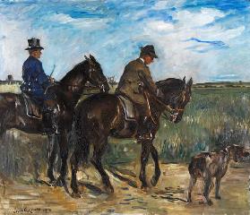 Reiter mit Diener und Hund 1910