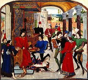 Vasce de Luce überreicht Karl dem Kühnen seine Übersetzung von Den Taten Alexanders des Grossen Hand