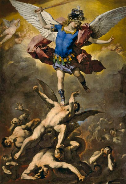 Der Erzengel Michael stürzt die abtrünnigen Engel in den Abgrund von Luca Giordano