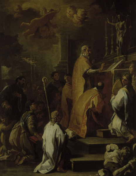 L.Giordano / Mass of St.Gregory / Paint. von Luca Giordano